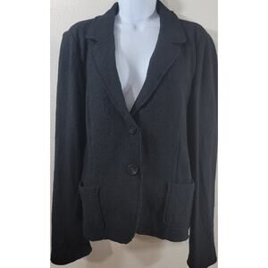 J. Jill Black Notched Collar 2 Button Closure Blazer Medium Lightweight Pockets